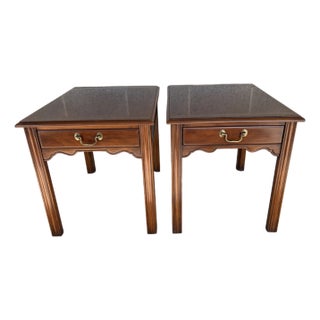 Drexel Carleton Cherry Georgian Style End Tables - A Pair For Sale