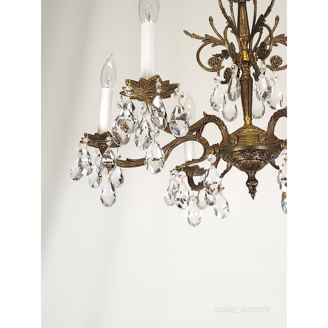 Offered for your consideration is an original Antique 6 Light Splendid Shimmering Stately Brass Cut Lead Crystal...