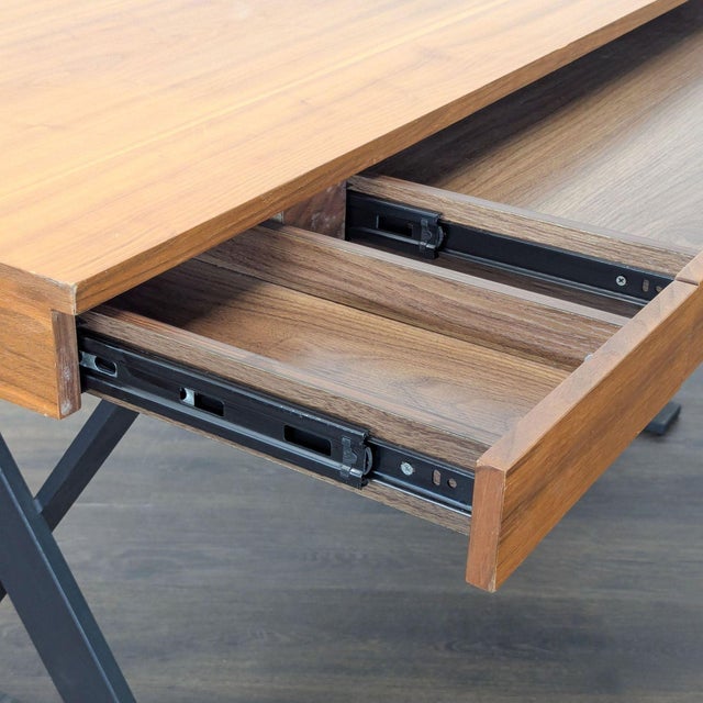 Moe's Industrial Style Desk With Solid Wood Top and Metal Legs For Sale - Image 9 of 11