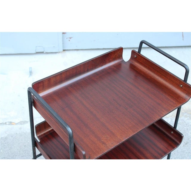 Curved Metal and Mahogany Shelf from Carlo Ratti, 1950s For Sale - Image 10 of 13