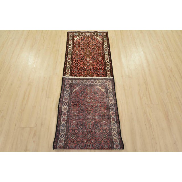 Hamedan Runner 2’4” X 9’7” Red Wool Vintage Tribal Hand-Knotted Rug For Sale - Image 12 of 13