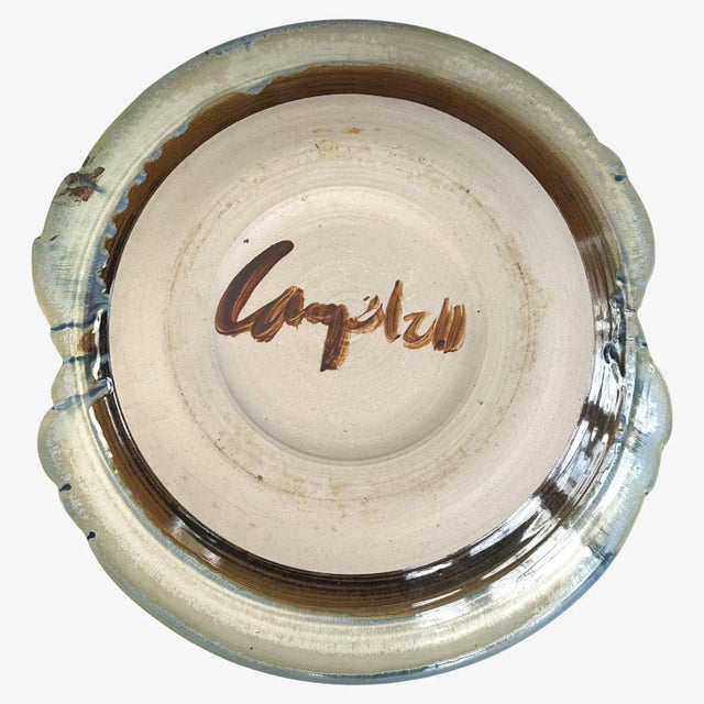 Large Vintage Postmodernist Hand Built Glazed Shell Shaped Ceramic Vessel, Signed For Sale - Image 10 of 10