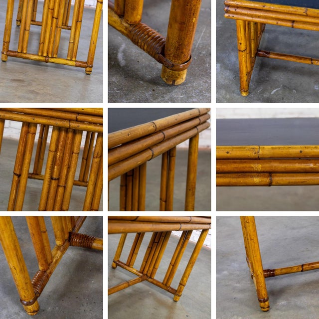Early 20th Century Art Deco Coastal Style Coffee Table Rattan Frame and Black Laminate Top by Sons-Cunningham For Sale - Image 17 of 18