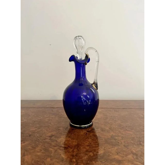 Mid 19th Century Mary Gregory Blue Glass Decanter, 1860s For Sale - Image 5 of 7