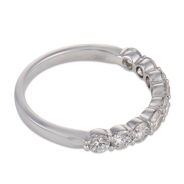Vintage Diamond 18k White Gold Half Eternity Band, Size 7 For Sale - Image 4 of 6