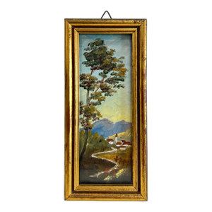 Early 20th Century Serene Landscape Painting in Gilded Gold Frame