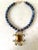 Brutalist Lapis Beaded Necklace With Vintage Brass Tiger’s Eye For Sale - Image 3 of 3