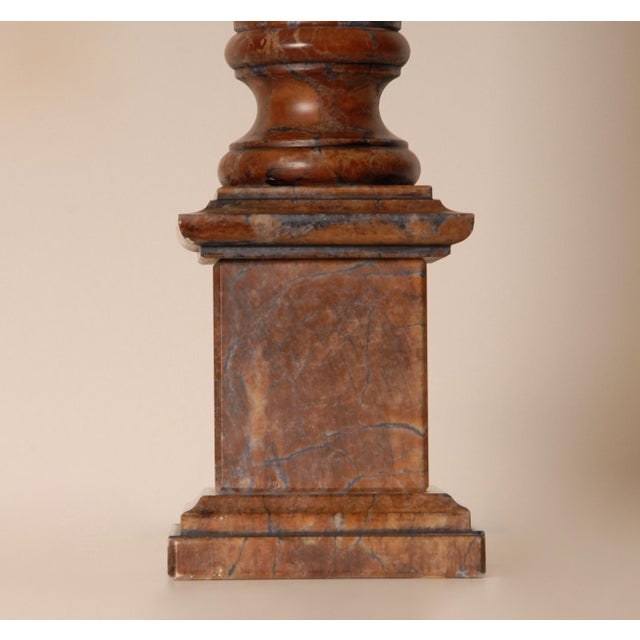 Frederick Cooper Vintage Neoclassical Traditional Georgian Table Lamps with Red Rouge Marble Columns, 1970s, Set of 2 For Sale - Image 4 of 11