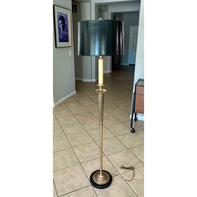 Directoire Empire neoclassical style high quality vintage 1970's floor lamp made of solid brass attributed to E.F. Chapman...