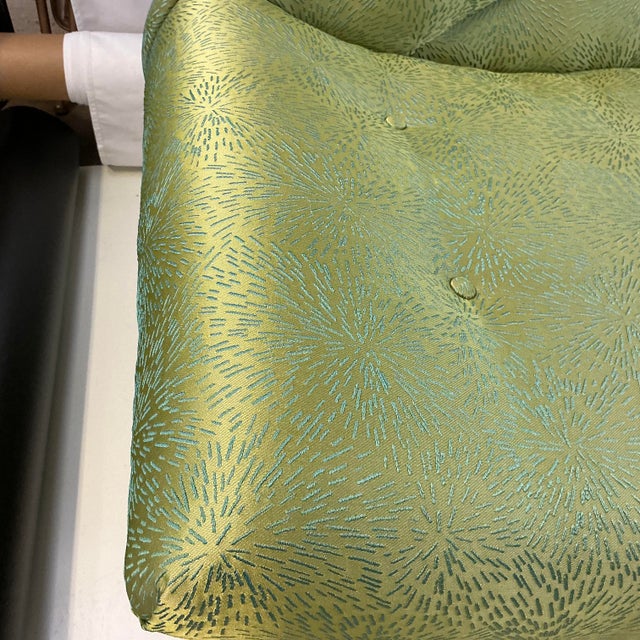 1960s Vintage Italian Luigi Tiengo Gondola Sofa, Scalamandre Starburst Silk Embroidered Upholstery For Sale - Image 12 of 15