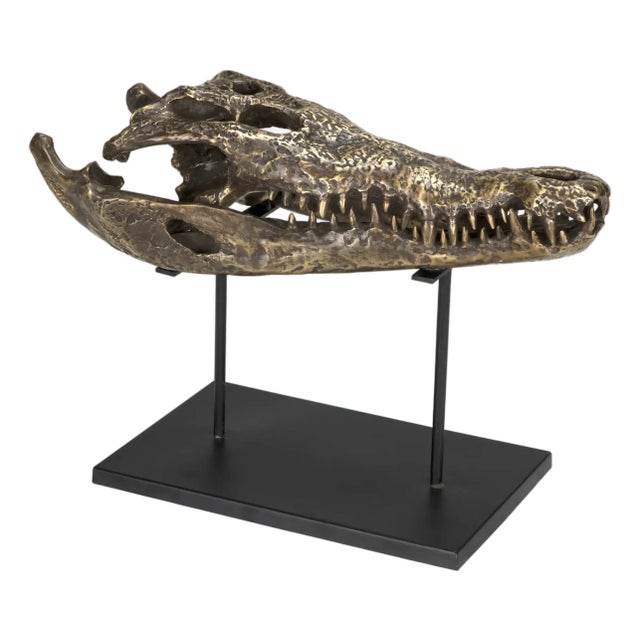 NOIR Brass Alligator On Stand, Large For Sale
