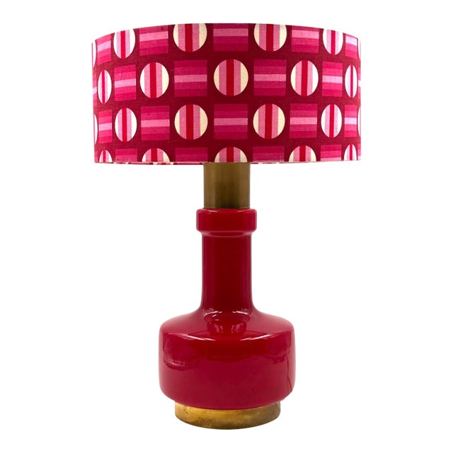 Space Age Red Glass Table Lamp, Italy 1960s For Sale