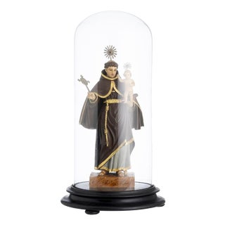 Religious Artist, Saint Anthony with the Child Jesus, 19th Century, Wood with Glass & Silver Details For Sale