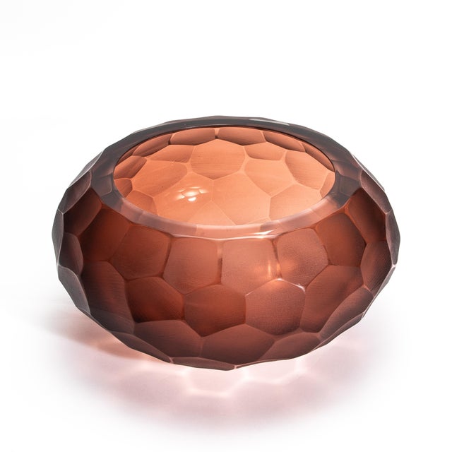 Murano Battuto Bowl in Light Amaretto Large For Sale - Image 4 of 9
