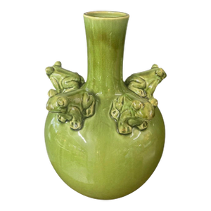 Whimsical Italian Ceramic Frog Bud Vase