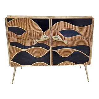 Sideboard in Glass and Bamboo, 1980s For Sale