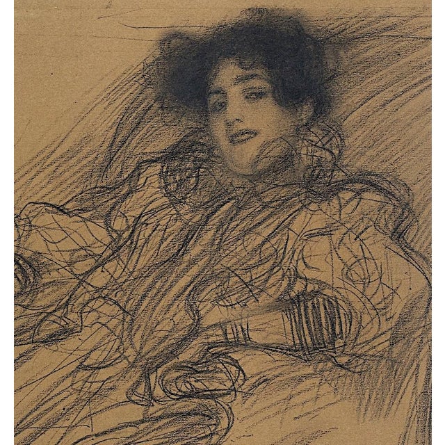 Gustav Klimt Young woman in an armchair (Based on) Screen print signed in the plate Limited edition Fabriano art paper:...
