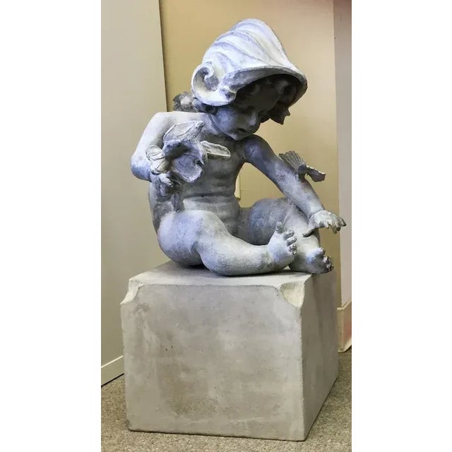 Metal Cherub Garden Ornament Statue For Sale - Image 7 of 11