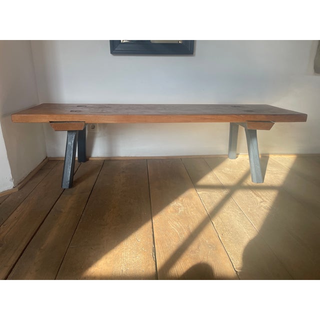 Black Large Antique Oak Bench For Sale - Image 8 of 18