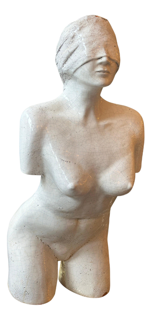 Mid-Century Modern Crackle Glazed Terracotta Bust, 1950