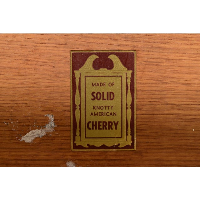 Wood Davis Cabinet Co. American Colonial Carved Solid Cherry Wood Nightstand, Circa 1960s For Sale - Image 7 of 14