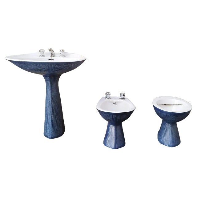 Italian Gardena Bathroom Fixtures by Antonia Campi for Sci Laveno, 1970s, Set of 3 For Sale