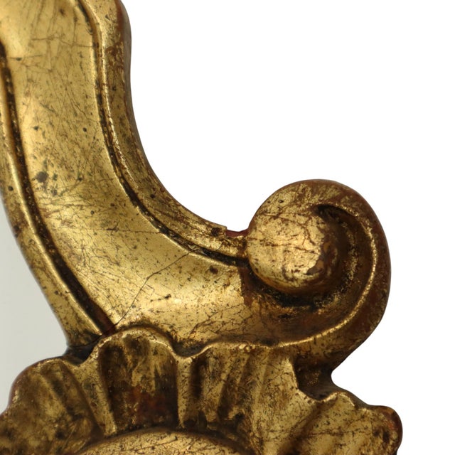 French Baroque Gold-Leaf Gilded Mirror with Crest, 1960s For Sale - Image 11 of 18