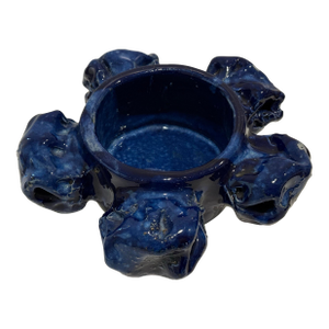Scandinavian Modern Pentik Kaamoskivi Sculptural Blue Candle Holder, Finland