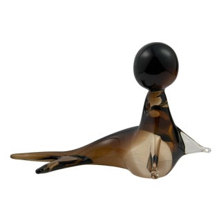 Murano Smoked Sommerso Glass Seal by V. Nason, Italy 1970s For Sale