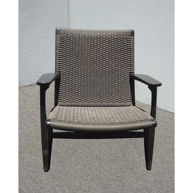Carl Hansen Black & Gray Woven Lounge Chair by Carl Hansen & Son Ch25 Modern For Sale - Image 4 of 15