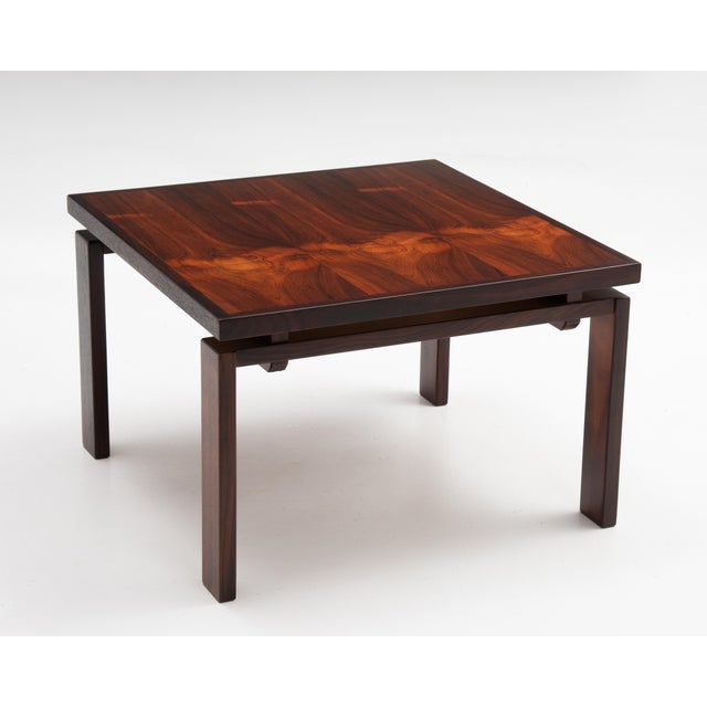 Trioh Danish Rosewood Square Floating Top Coffee Side Lamp Table 1979 For Sale In Philadelphia - Image 6 of 11