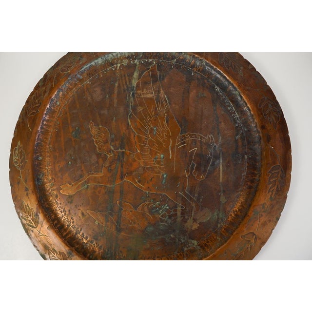 Copper Tray Charger Plate Pegasus Etching For Sale - Image 4 of 7
