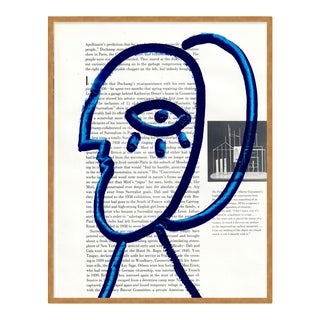 Funny Face 2 by Virginia Chamlee in Gold Frame, XS Art Print For Sale
