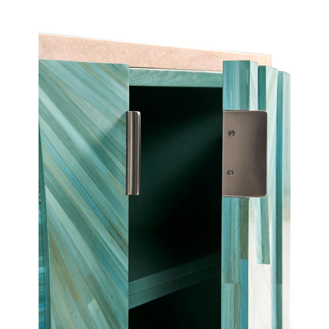 Wood Aqua Mist Entertainment Console For Sale - Image 7 of 12