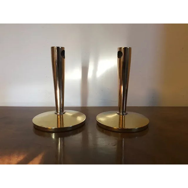 Metal 1960 Japanese Mid-Century Modern Brass Table Lamps or Wall Sconces by Anzen Denki - A Pair For Sale - Image 7 of 9