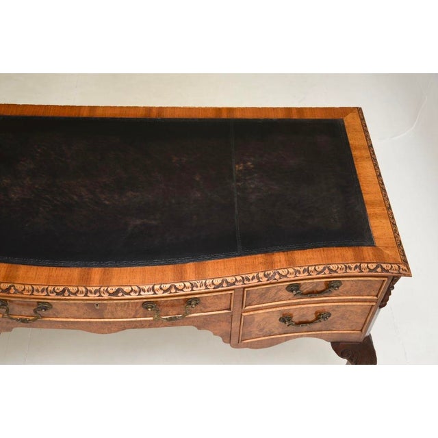Wood Burr Walnut Desk with Leather Top, 1930s For Sale - Image 7 of 12
