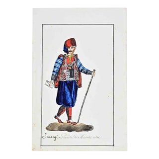 Jean-Baptiste Barla, Jasacgi, 1840, Ink & Watercolor on Paper For Sale
