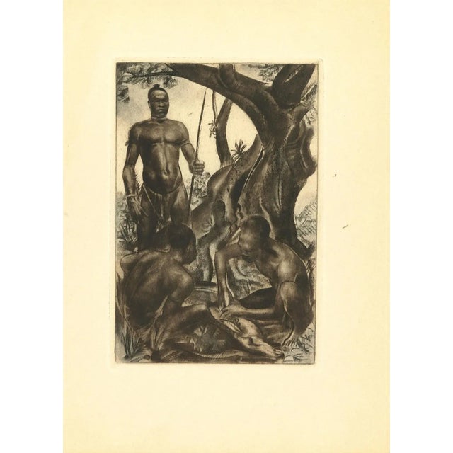Africa - Hunters is an original artwork realized by Emmanuel Gondouin (Versailles, 1883 - Parigi, 1934) in 1930s. Original...