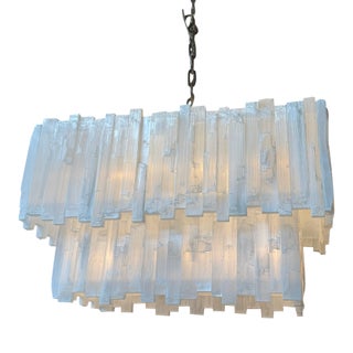 Two Tiered Design Selenite Chandelier For Sale