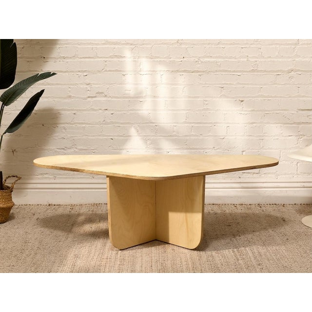 Postmodern Style Sculptural Blonde Wood Coffee Table For Sale - Image 4 of 8