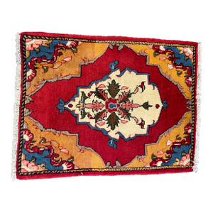 1990s Handwoven Persian Kashan Area Rug 1'9" X 2'3"