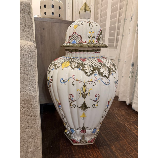 Monumental Signed Italian Hand-Painted Porcelain Lidded Urn by M. Dalla Costa, 35" For Sale - Image 12 of 12