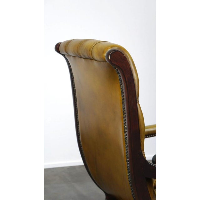 Cowhide Leather Chesterfield Armchair with Wood For Sale - Image 13 of 15