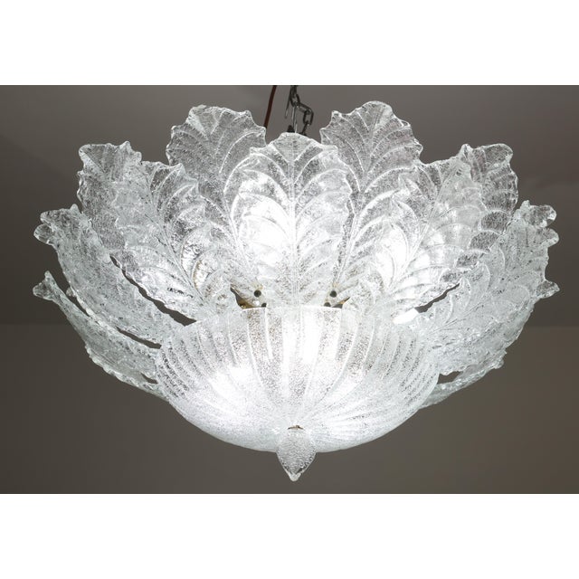 Glass 1970s Taormina, Large Size Murano Clear Trasparent Vintage Glass Ceiling Light For Sale - Image 7 of 15