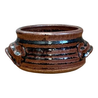 Vintage Striped Ceramic Pottery Bowl For Sale