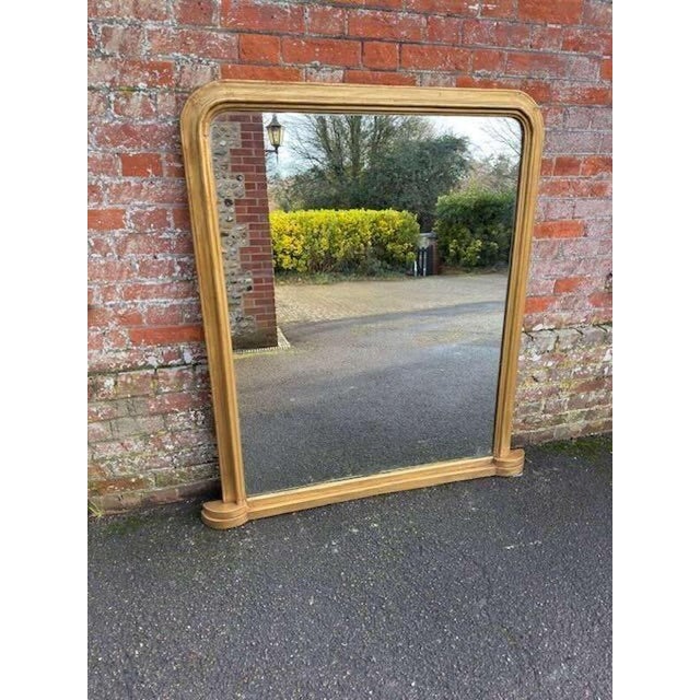 Large Antique English Arched Top Gilt Overmantle Mirror, 19th Century For Sale - Image 6 of 7