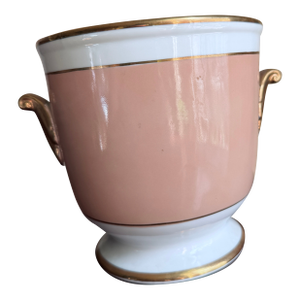 Fitz & Floyd Versailles Shell Peach Cachepot With Gold Trim and Handles