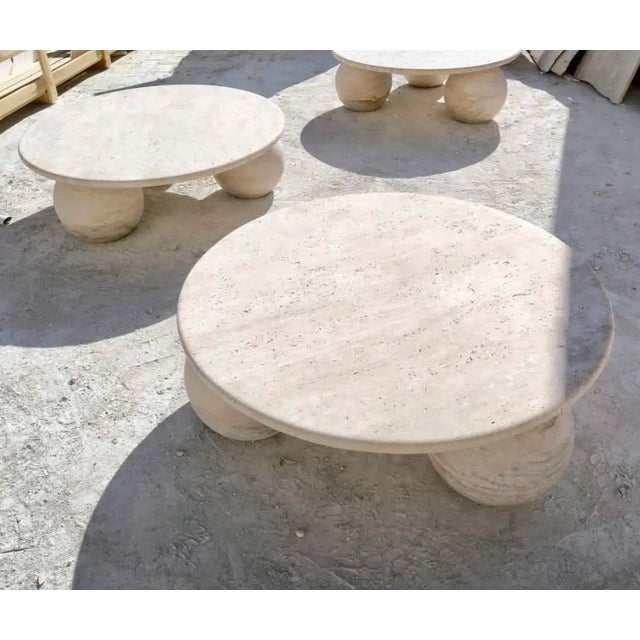 Travertine Sphere Ball Leg Coffee Table by My Habitat Design For Sale - Image 4 of 8