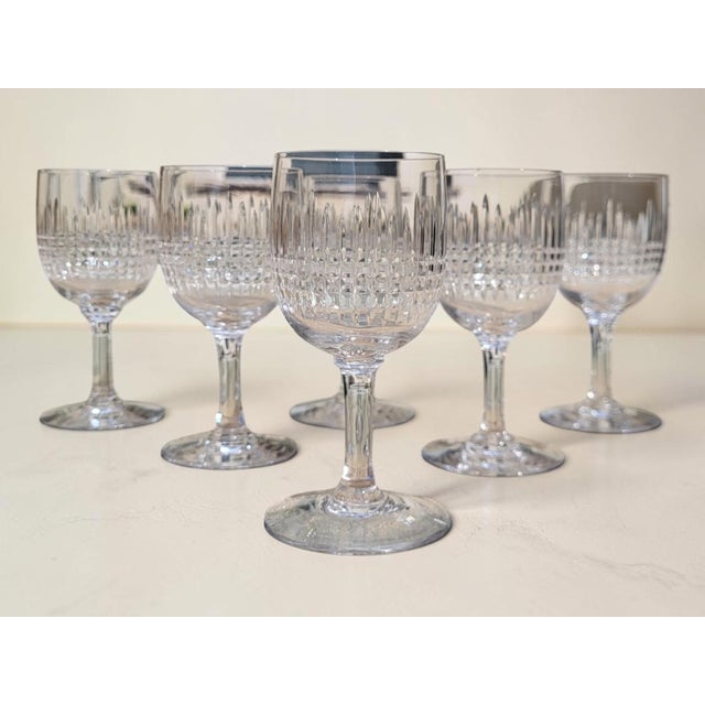 Crystal Port Wine Glasses with Nancy Pattern from Baccarat, 1890s, Set of 6 For Sale - Image 3 of 8