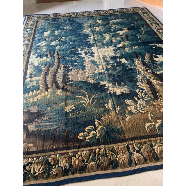 Baroque Antique 17th Century Flemish Verdure Landscape Tapestry For Sale - Image 3 of 10